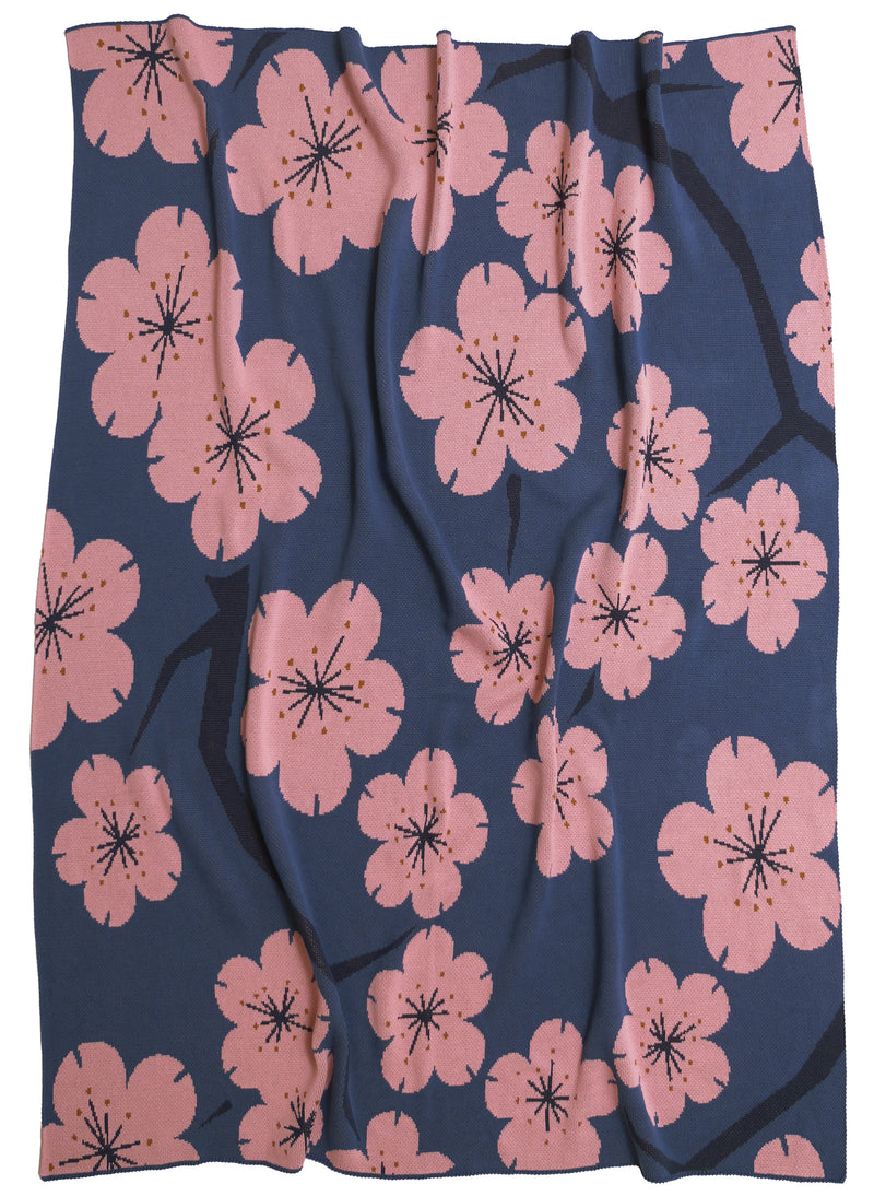 Midnight Cherry Blossom Blanket