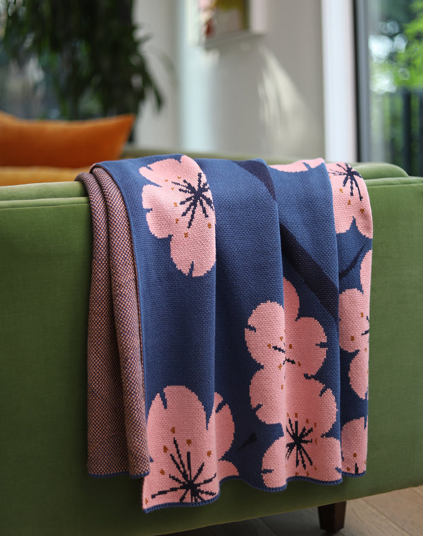Midnight Cherry Blossom Blanket
