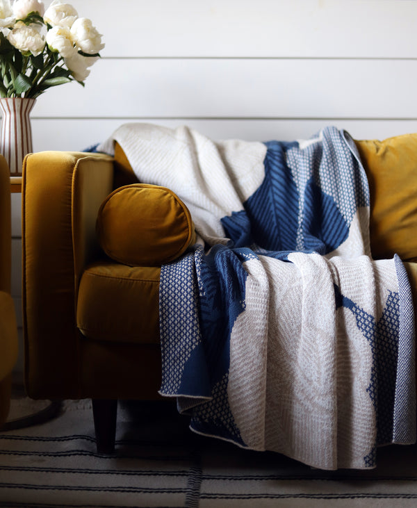 Blue Camellia Blanket