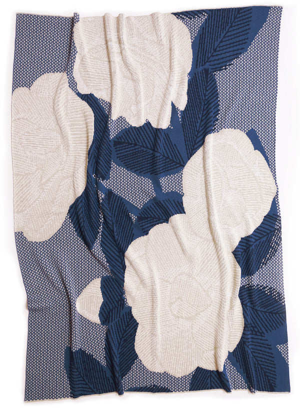Blue Camellia Blanket