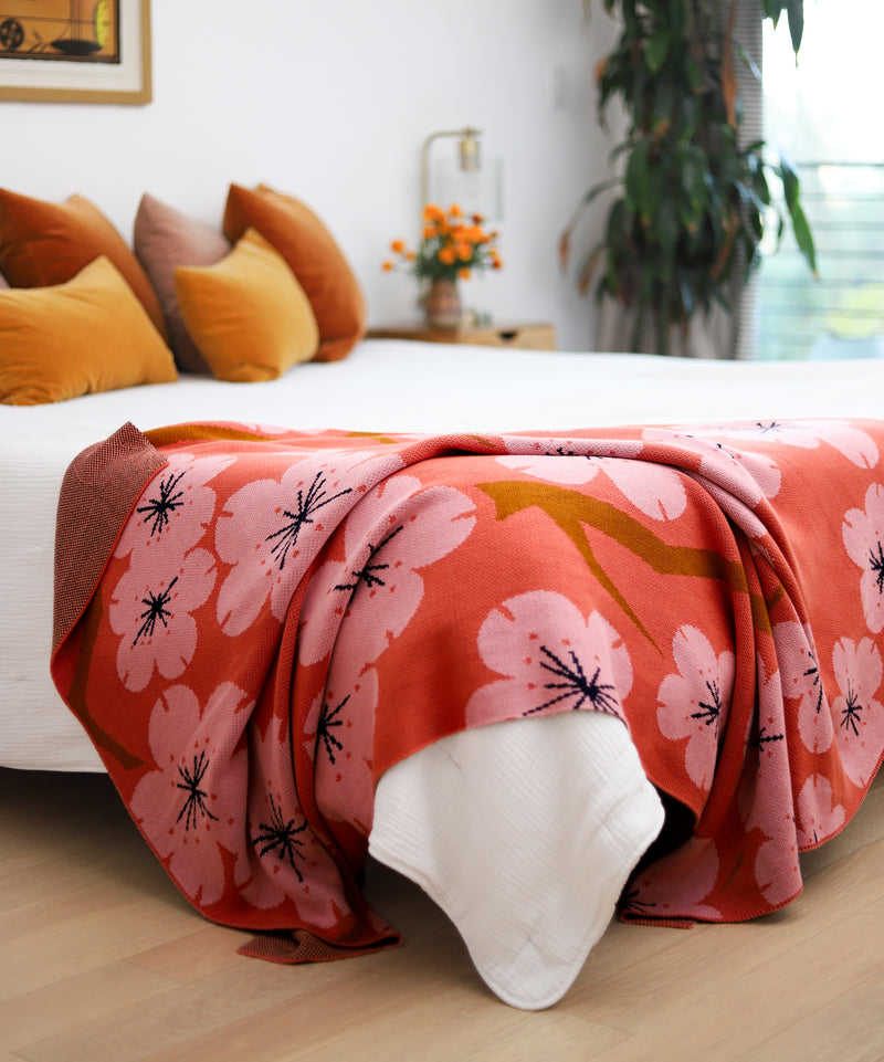 Pink Cherry Blossom Blanket